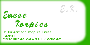 emese korpics business card